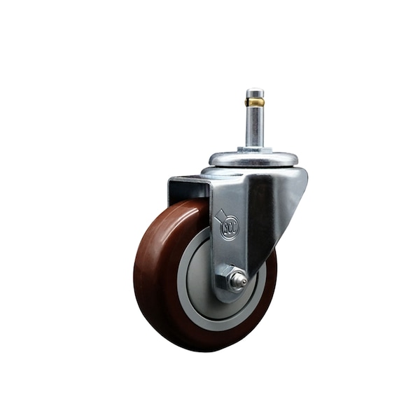 3.5'' Maroon Polyurethane Wheel Swivel 7/16'' Grip Ring Stem Caster